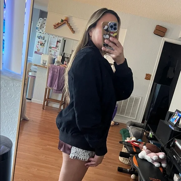 NWT Quince Black 100% GOAT Suede Bomber Jacket, size small - Picture 10 of 12